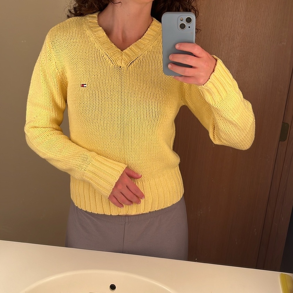 Vintage Tommy Hilfiger Knit Yellow Cotton Sweater